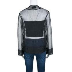 Christopher Kane Black Lace Trim Sheer Tulle Jacket M