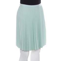 Christopher Kane Mint Green Wool Pleated Mini Skirt S