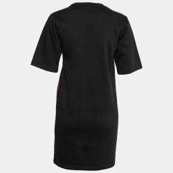 Christopher Kane Black Glitter Heads and Lightning Print Short Sleeve Sweatshirt Dress XS
