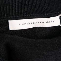Christopher Kane Black Glitter Heads and Lightning Print Short Sleeve Sweatshirt Dress XS