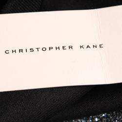 Christopher Kane Black Glitter Heads and Lightning Print Short Sleeve Sweatshirt Dress XS