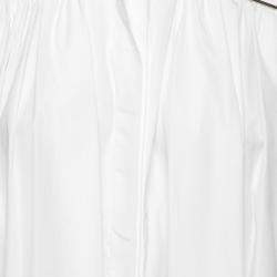 Christopher Kane White Cotton Metal Bar Embellished Sleeveless Shirt M
