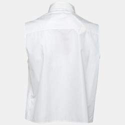 Christopher Kane White Cotton Metal Bar Embellished Sleeveless Shirt M