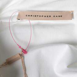 Christopher Kane White Cotton Metal Bar Embellished Sleeveless Shirt M