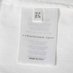 Christopher Kane White Cotton Metal Bar Embellished Sleeveless Shirt M