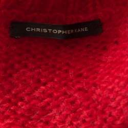 Pre Owned Christopher Kane Red Mohair Wool Blend Lace Applique Sweater L 
