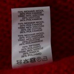 Pre Owned Christopher Kane Red Mohair Wool Blend Lace Applique Sweater L 