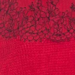 Pre Owned Christopher Kane Red Mohair Wool Blend Lace Applique Sweater L 