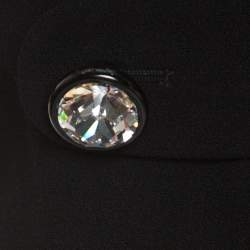 Christopher Kane Black Crepe Large Crystal Detail Sleeveless Top S