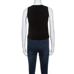 Christopher Kane Black Crepe Large Crystal Detail Sleeveless Top S