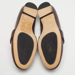 مملوكة مسبقًا حذاء لوفرز كريستوفر كين جلد خمري مزخرف بكريستال فيونكة مقاس 41