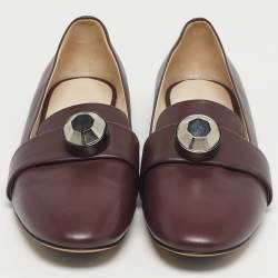 مملوكة مسبقًا حذاء لوفرز كريستوفر كين جلد خمري مزخرف بكريستال فيونكة مقاس 41