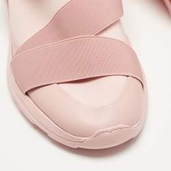 Pre Owned Christopher Kane Pink Leather and Neoprene Safety Buckle Sneakers Size 40