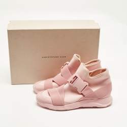 Pre Owned Christopher Kane Pink Leather and Neoprene Safety Buckle Sneakers Size 40