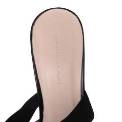 Christopher Kane Black Leather Pointed Toe Ankle Wrap Mule Sandals Size 39.5