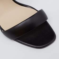 Pre Owned Christopher Kane Black Leather Metal Detail Sandals Size 39