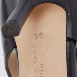 Pre Owned Christopher Kane Black Leather Metal Detail Sandals Size 39