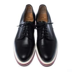 Pre Owned حذاء دربي تشورشيز نعل سميك رباط علوي جلد أسود مقاس 37