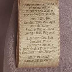 Pre Owned Cinq à Sept Purple Satin Silk Ostrich Feather Detail Cerise Slip Dress M