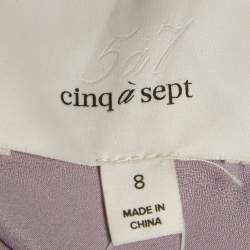 Pre Owned Cinq à Sept Purple Satin Silk Ostrich Feather Detail Cerise Slip Dress M