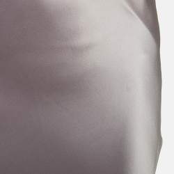 Pre Owned Cinq à Sept Purple Satin Silk Ostrich Feather Detail Cerise Slip Dress M