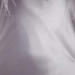 Pre Owned Cinq à Sept Purple Satin Silk Ostrich Feather Detail Cerise Slip Dress M