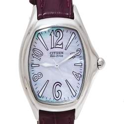 Citizen Mother Of Pearl Stainless Steel Leather Eco-Drive E031-S020352 Women's Wristwatch 31 MM
