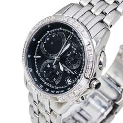 Pre Owned Citizen Black Stainless Steel Diamonds Eco-Drive Women's Wristwatch 32 mm
