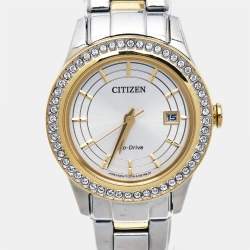 Pre Owned Citizen Silver Two-Tone Stainless Steel Eco-Drive FE1124-82A Women's Wristwatch 28 mm