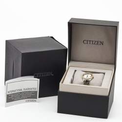Pre Owned Citizen Silver Two-Tone Stainless Steel Eco-Drive FE1124-82A Women's Wristwatch 28 mm