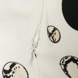 Class by Roberto Cavalli White Printed Crepe Tulle Ruffle Hem Detail Mini Dress M