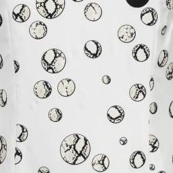 Class by Roberto Cavalli White Printed Crepe Tulle Ruffle Hem Detail Mini Dress M