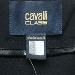 مملوكة مسبقًا Class by Roberto Cavalli Black Cotton Knit Waist Stud Detail Short Skirt L