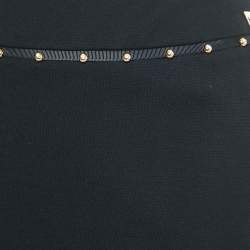 مملوكة مسبقًا Class by Roberto Cavalli Black Cotton Knit Waist Stud Detail Short Skirt L