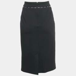 مملوكة مسبقًا Class by Roberto Cavalli Black Cotton Knit Waist Stud Detail Short Skirt L