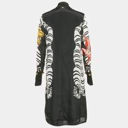 Class by Roberto Cavalli Black Printed Tie-Up Neck Midi Dress M