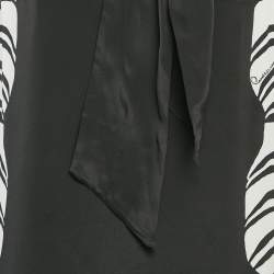 Class by Roberto Cavalli Black Printed Tie-Up Neck Midi Dress M