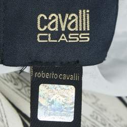 Class by Roberto Cavalli White/Black Printed Crepe Short Dress L