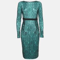 Class by Roberto Cavalli Green/Black Jersey Lace Overlay Dress M