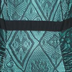 Class by Roberto Cavalli Green/Black Jersey Lace Overlay Dress M