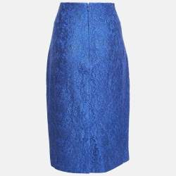 Cavalli Class Blue Lace Midi Skirt L