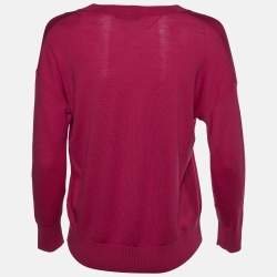 Class by Roberto Cavalli Pink Wool V-Neck Sweater M 