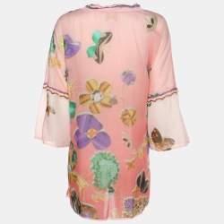 Pre Owned Class by Roberto Cavalli Multicolor Floral Print Chiffon Tunic Blouse M