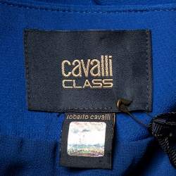 Pre Owned تنورة ماكسي كافالي كلاس كريب أزرق مقاس كبير (لارج)