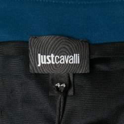 Pre Owned Class by Roberto Cavalli Blue Knit Stud Embellished Long Sleeve Dress M