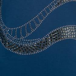 Pre Owned Class by Roberto Cavalli Blue Knit Stud Embellished Long Sleeve Dress M