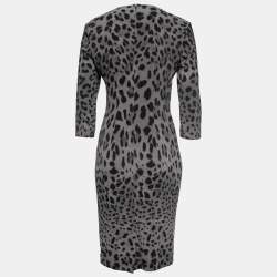 مملوكة مسبقًا Class by Roberto Cavalli Grey Animal Print Jersey Long Sleeve Dress M