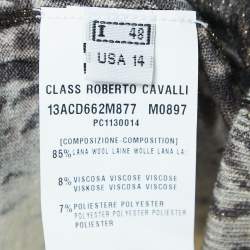 Pre Owned Class by Roberto Cavalli Multicolor Animal Printed Knit V-Neck Jumper 2XL