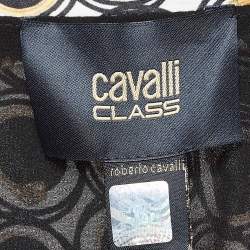 Class by Roberto Cavalli Black Snake Print and Crepe Stampa Cerchi Maxi Dress L