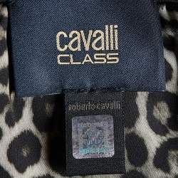 مملوكة مسبقًا جاكيت كلاس باي روبرتو كافالي ساتان أسود منقوش مقاس متوسط - ميديوم